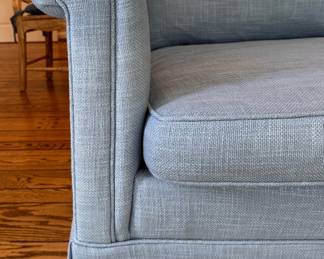 Baker Furniture Custom Upholstered Three-Seat Sofa with Roll Arm Frame. Measures 83" W x 35" D. Photo 4 of 5. 