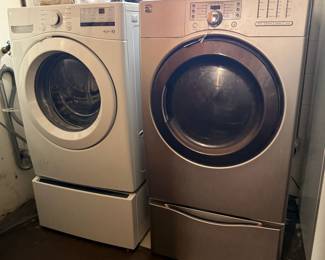 LG Front Load Washer and Kenmore Front Load Dryer with Pedestals