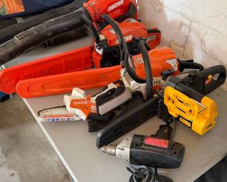 Power Tool Assortment: Echo, Stihl, and DeWalt