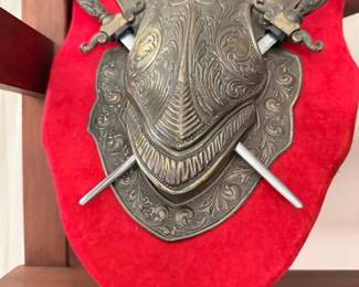 Vintage Decorative Shield and Crossed Swords Wall Plaque - Made in Spain