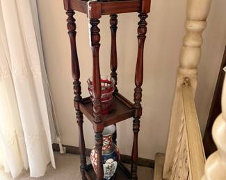 Victorian Style Three-Tier Mahogany Plant Stand with Barley Twist Legs