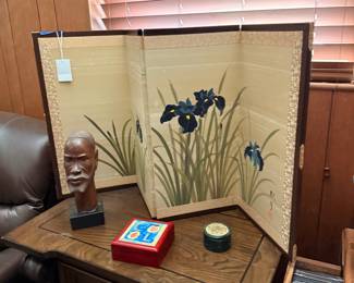 Japanese Byobu Folding Screen with Iris Motif by Sakai Hoitsu