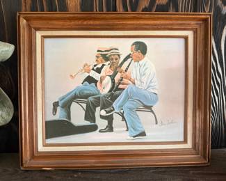 Ida Jackson Signed Jazz Trio Oil Painting