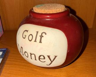 Golf Fund Ceramic Money Jar with Cork Lid