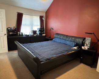 Black Vinyl Sleigh-Style Waterbed Frame