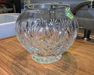 Cut Crystal Rose Bowl with Pinwheel and Fan Motif
