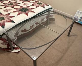 Glass Top Coffee Table with Metal Frame