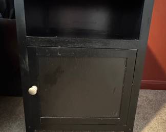 Black Winsome Wood Nightstand with Open Shelf and Cabinet