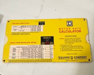 Square D Company Motor Data Calculator