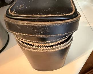 Vintage Leather Travel Decanter Set
