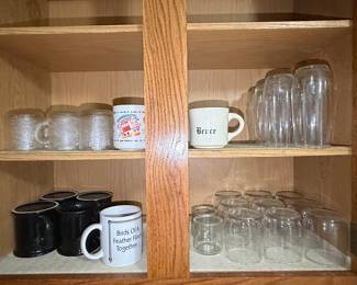 Assorted Vintage Kitchenware, Mugs, and Glassware
