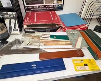Vintage Drafting and Engineering Tool Assortment with Obsolete Electronics