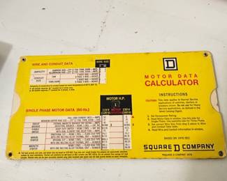 Square D Company Motor Data Calculator (1978)