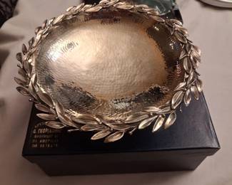 Sterling silver bowl with olive branch trim