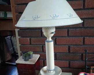 Toleware candlestickhurricane lamp 1940s