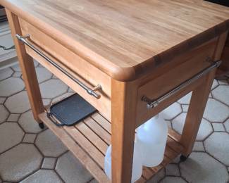 Large Butcher Block with Drawer and side Extenson