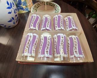 Libbey Purple Vintage glasss with original box