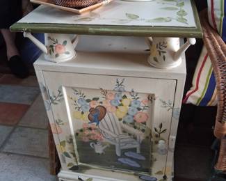 Hand painted wooden accent cabinet