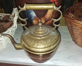 Vintage Brass and Copper Tea Kettle