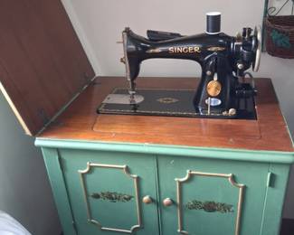 Antique Vintage Working Sewing Machine with cabinet