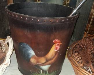 Hand painted rooster container