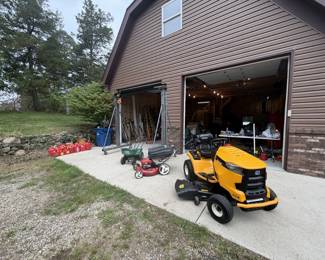 Cub Cadet Riding Lawn Tractor - 50" (low miles); Craftsman Push mower, Grass Seed & Fertilizer Spreader(s); Various Gas Cans