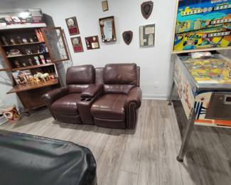 Leather Reclining Loveseat with Center Console