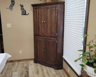Dark Brown Wood Armoire Storage Cabinet