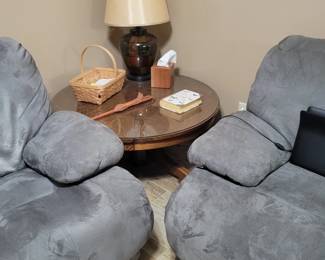 Round Wood Pedestal Table with Glass Top