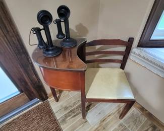 Vintage Wooden Telephone Gossip Bench