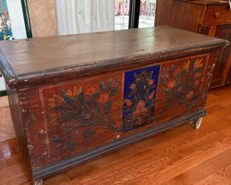 Antique hand painted blanket chest