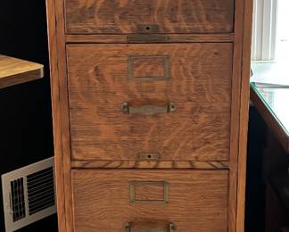 Oak finish file cabinet