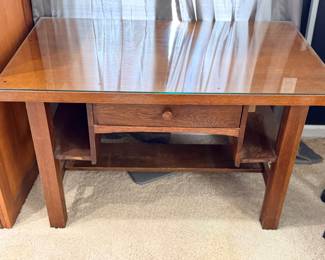 Wood desk with glass top