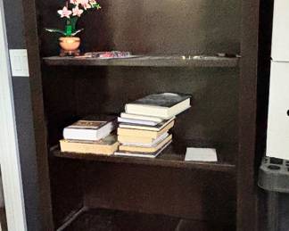 Dark finish shelving
