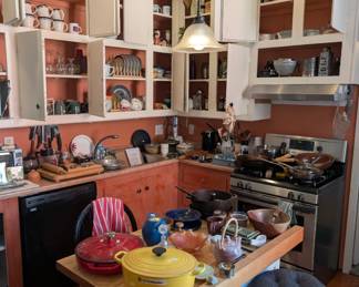 pottery, pans, knives