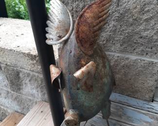 Flying Pig Metal Sculpture