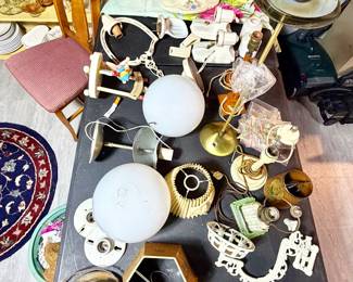 Vintage and antique light fixtures and lamps.