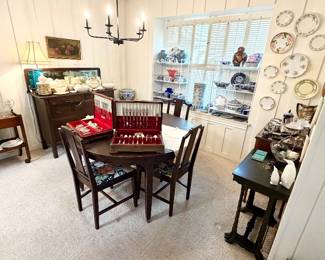 Dining room filled with beautiful items.