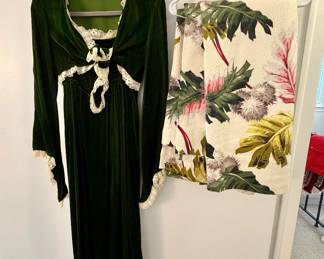 Vintage barkcloth drapery panels.