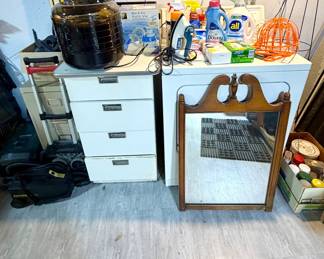 Cute metal 4 drawer cabinet with formica top.