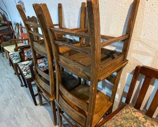 Set of 4 matching oak chairs.