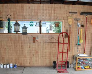 bird feeders, metal model cars, brooms