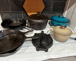 Cast-iron pots and pans; cast enamel pans