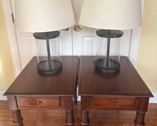 Ethan Allen British Classics Nightstands End Tables and Pottery Barn Lamps