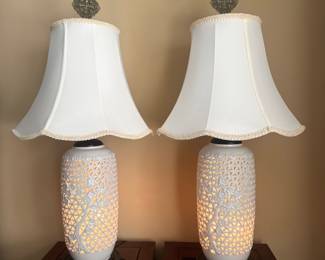 Reticulated Blanc de Chine Lamps
