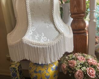 Chinese Lamp and Matching Candlestick