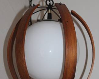 Mid-Century Modern walnut hanging lamp