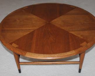 Mid-century Lane modern round walnut coffee table