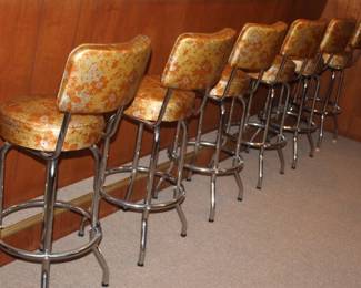 Mid-Century modern metal swivel barstools (6)
