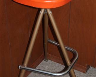 Mid-Century modern orange vinyl stool
